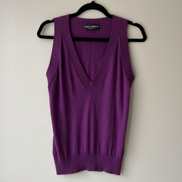 VTG D&G Cashmere Silk Sleeveless Deep V-Neck Top Shirt Knit Sweater Y2K Womens M - Picture 15 of 16